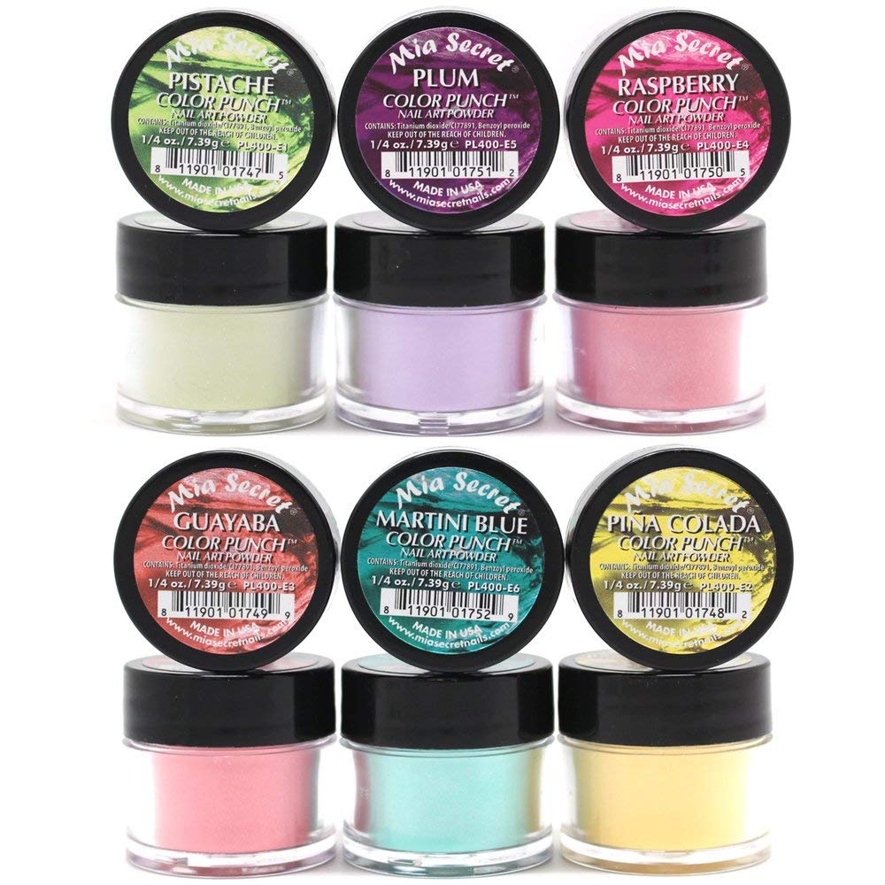 Mia Secret -Color Punch Collection Nail Acrylic Powder set of 6